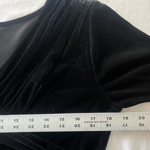 VTG Y2K black Velvet babydoll top 3/4 sleeve | M whimsigoth fairy grunge romance - Picture 7 of 12